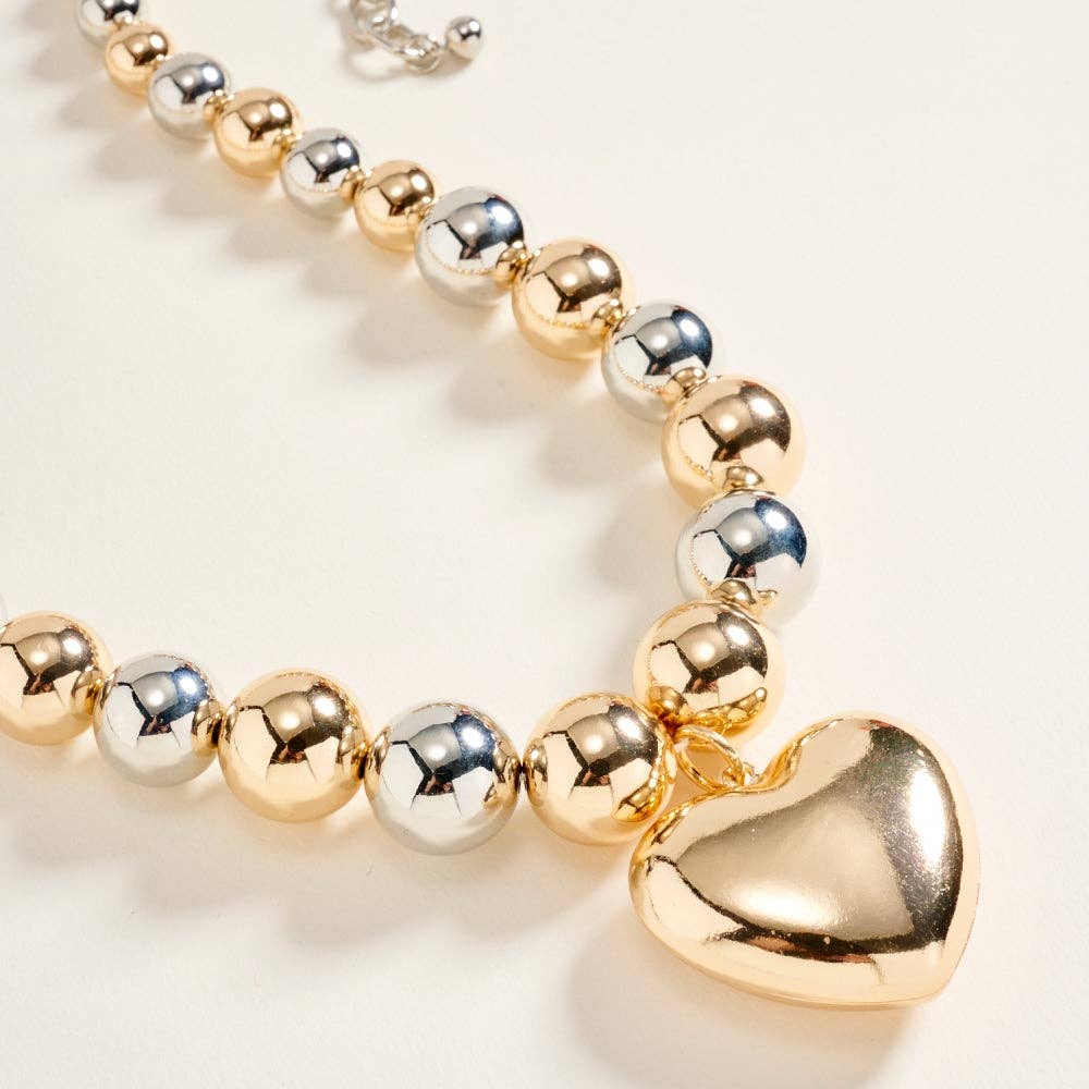 mixed metal love necklace