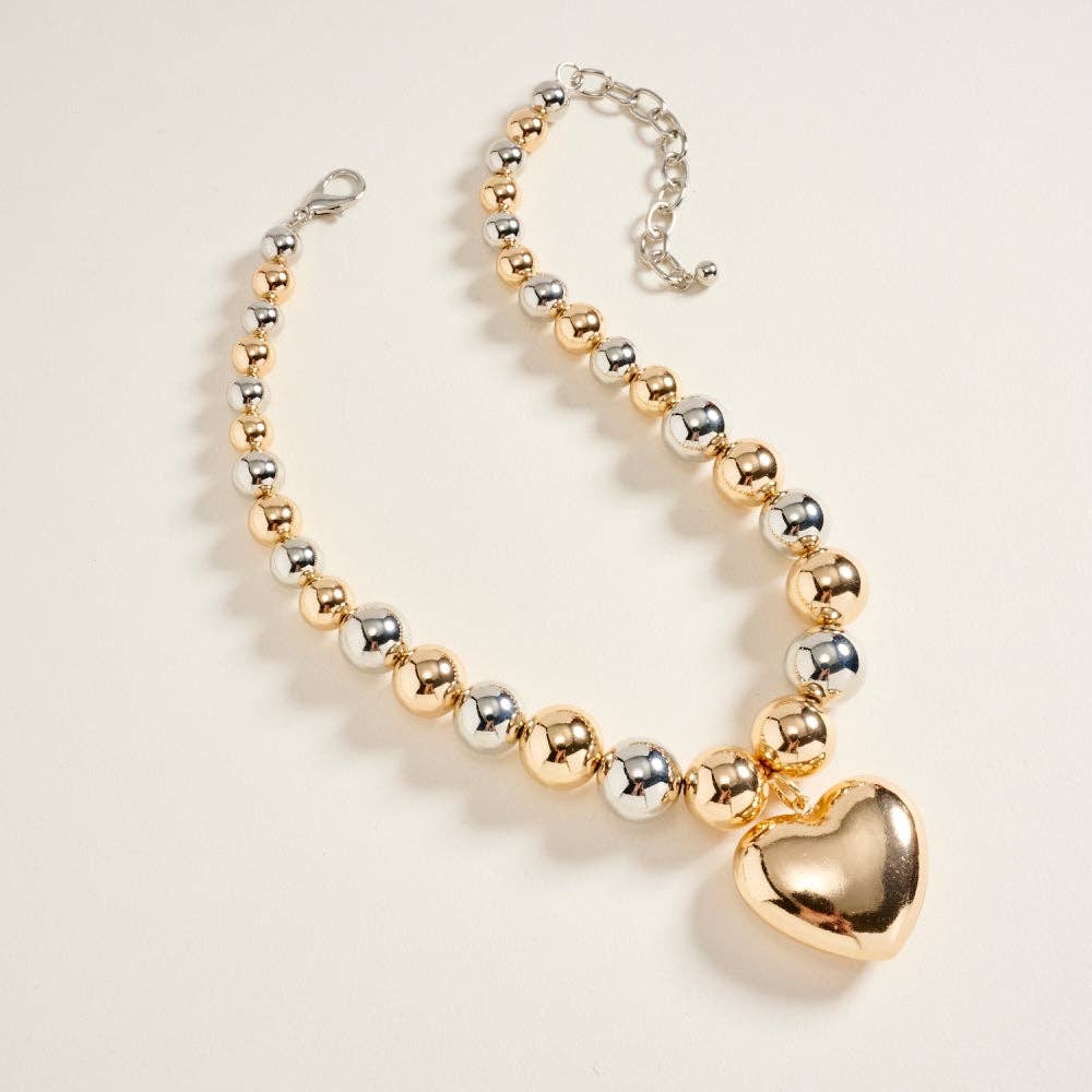 mixed metal love necklace