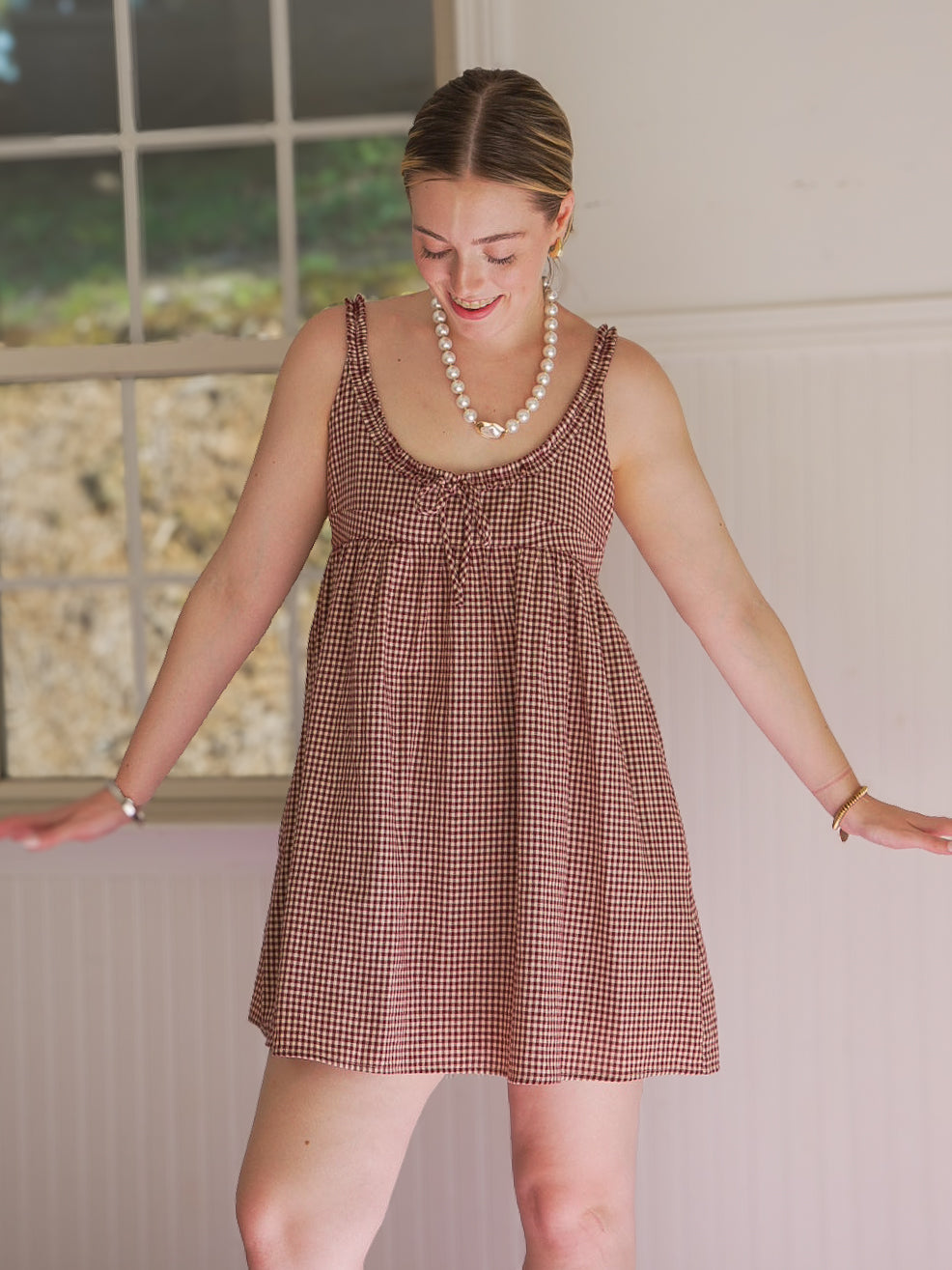 noah gingham mini dress