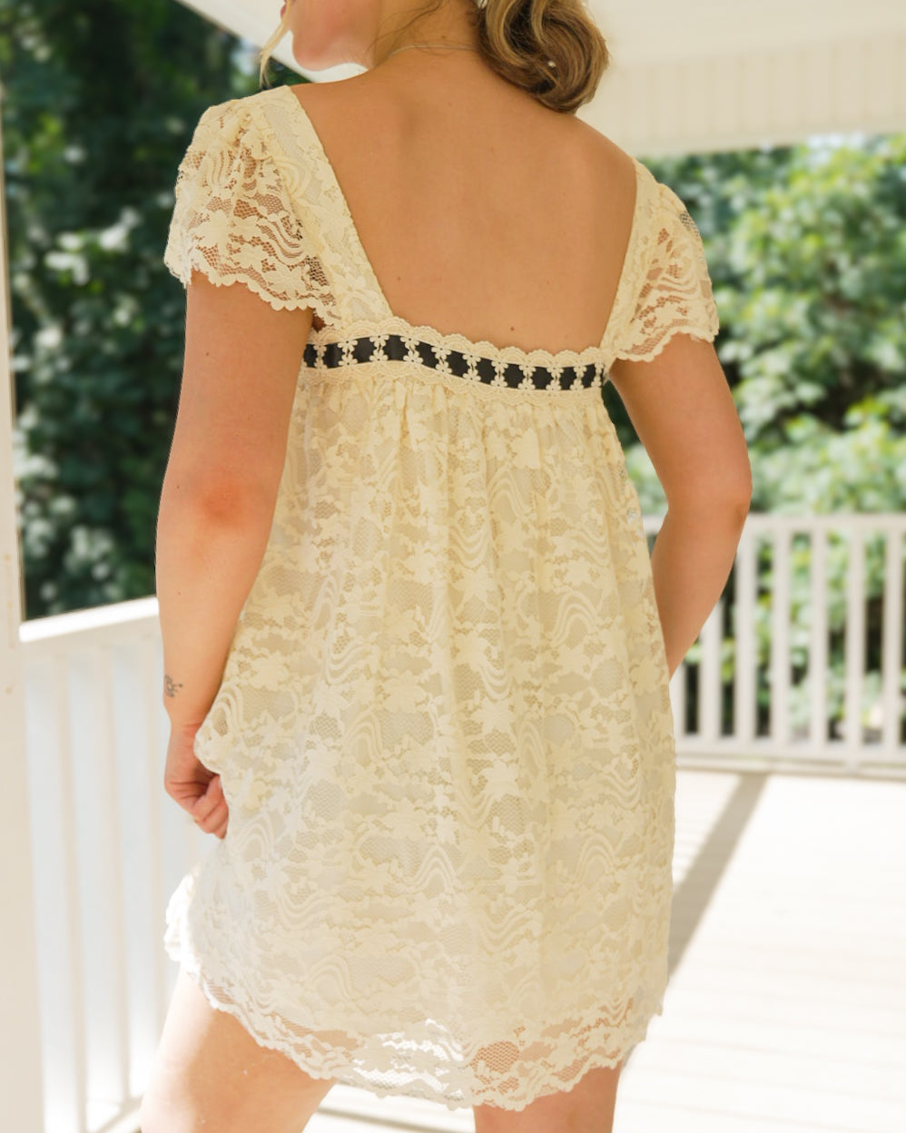 porch swing lace mini dress
