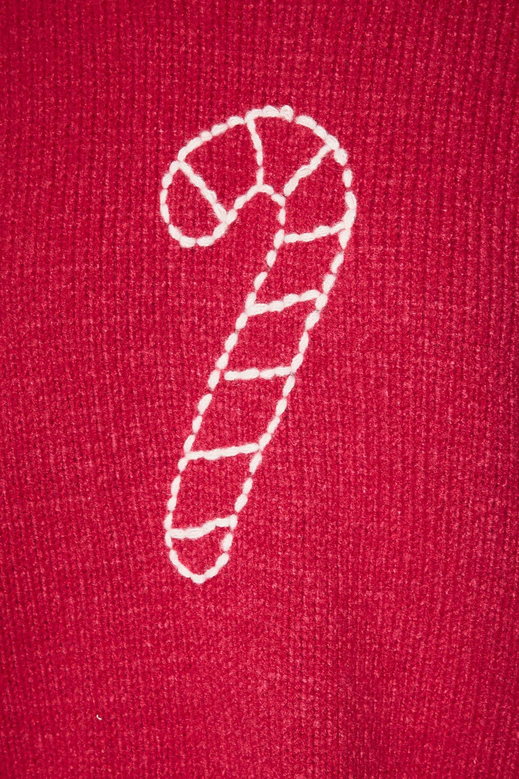 "CANDY CANE" STITCH LONG SLEEVE CREW NECK SWEATER